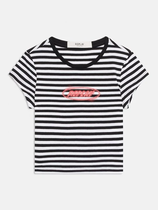 Zdjęcie produktu T-shirt z nadrukiem Replay jasnoniebieski denim
