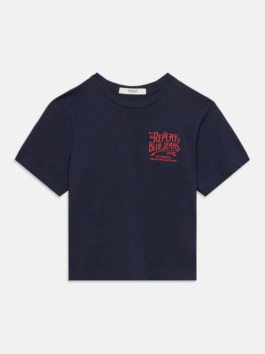 Zdjęcie produktu T-shirt z nadrukiem Replay granatowy