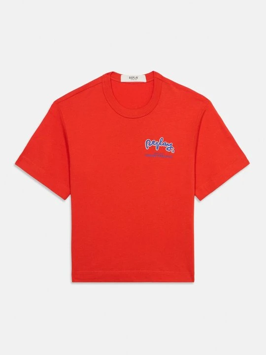 Zdjęcie produktu T-shirt z nadrukiem Replay jasnoczerwony