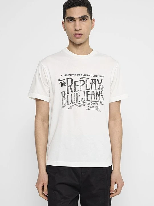 Zdjęcie produktu T-shirt z nadrukiem Replay biały