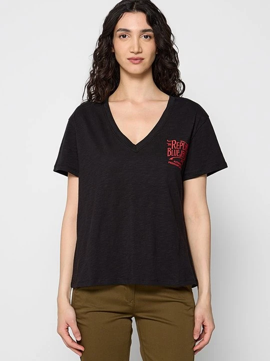 Zdjęcie produktu T-shirt z nadrukiem Replay czarny