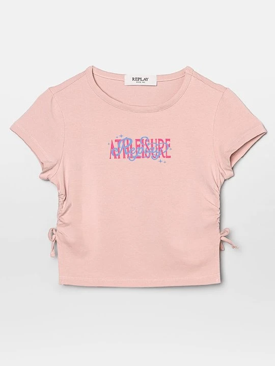 Zdjęcie produktu T-shirt z nadrukiem Replay jasnoróżowy