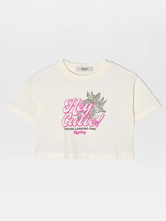 Zdjęcie produktu T-shirt z nadrukiem Replay biały
