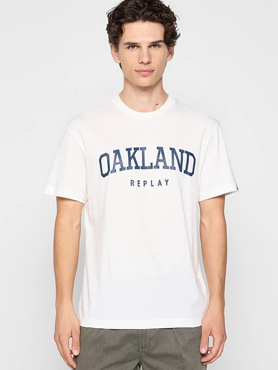 Zdjęcie produktu T-shirt z nadrukiem Replay biały