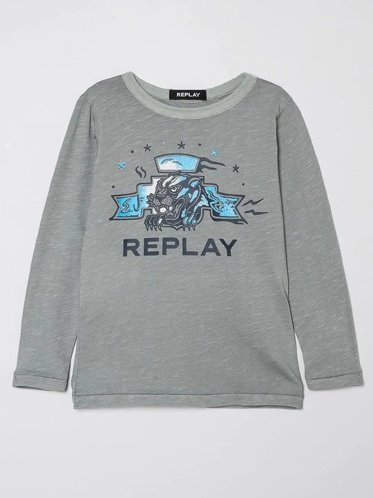 Zdjęcie produktu T-shirt z nadrukiem Replay szary