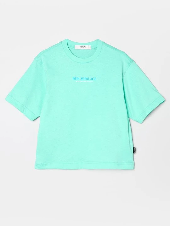 Zdjęcie produktu T-shirt z nadrukiem Replay turkusowy