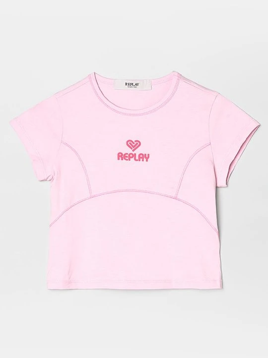 Zdjęcie produktu T-shirt z nadrukiem Replay jasnoróżowy