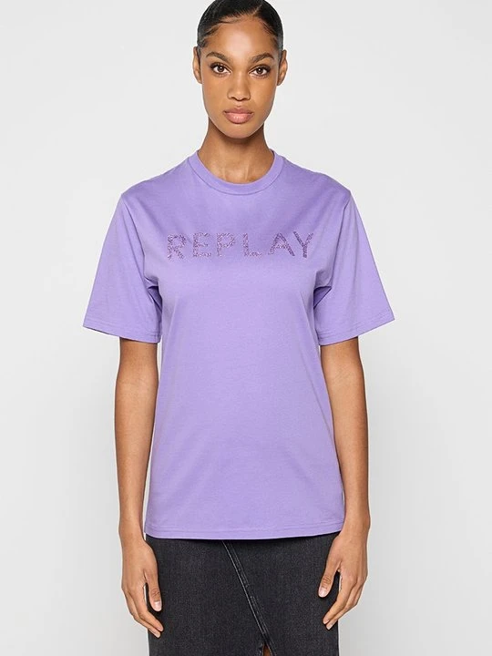 Zdjęcie produktu T-shirt z nadrukiem Replay fioletowy