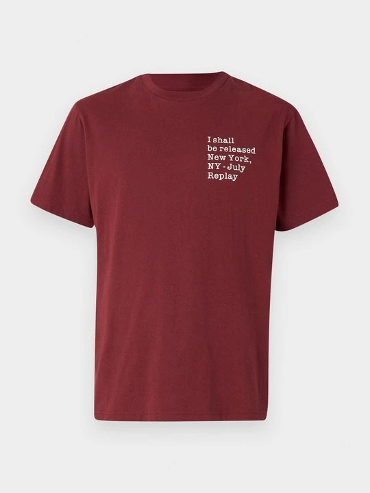 Zdjęcie produktu T-shirt z nadrukiem Replay ciemnoczerwony