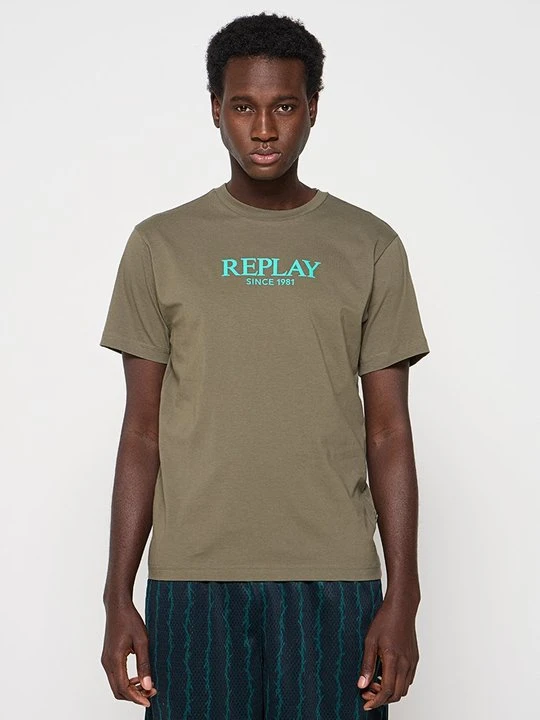 Zdjęcie produktu T-shirt z nadrukiem Replay jasnozielony