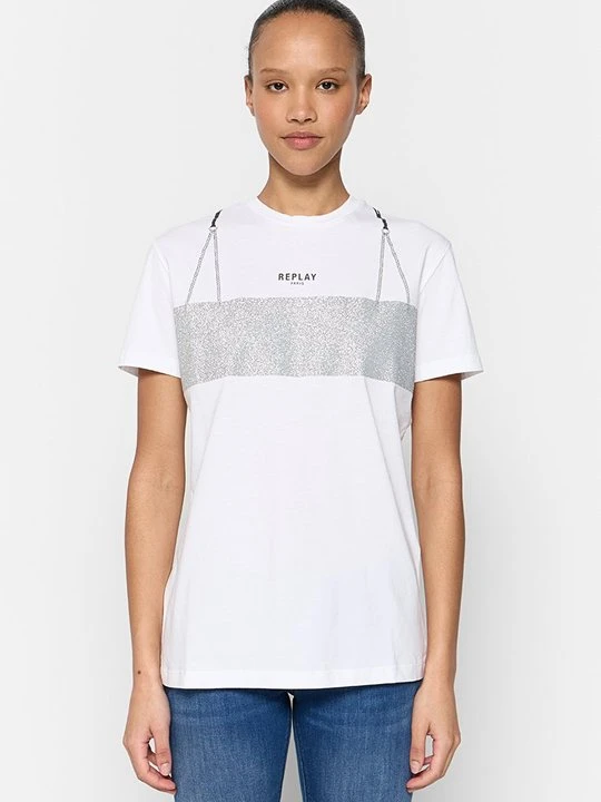 Zdjęcie produktu T-shirt z nadrukiem Replay biały