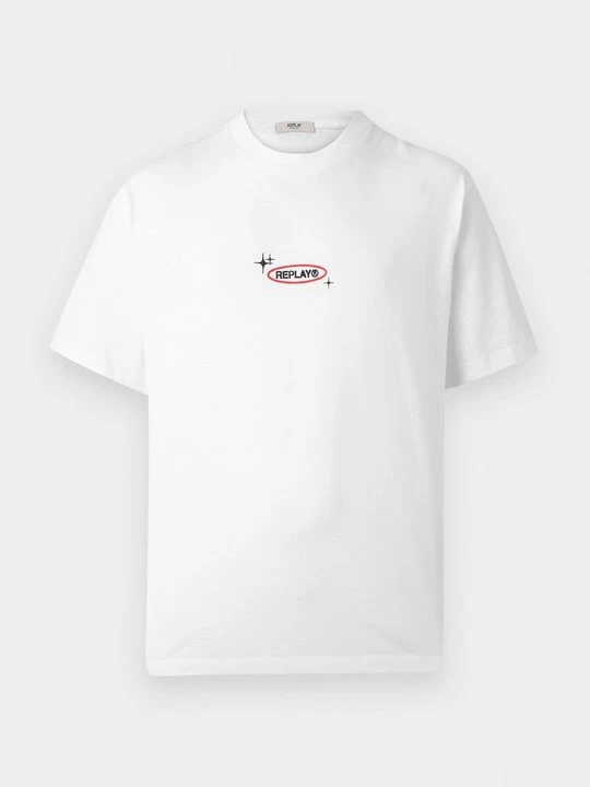 Zdjęcie produktu T-shirt z nadrukiem Replay biały