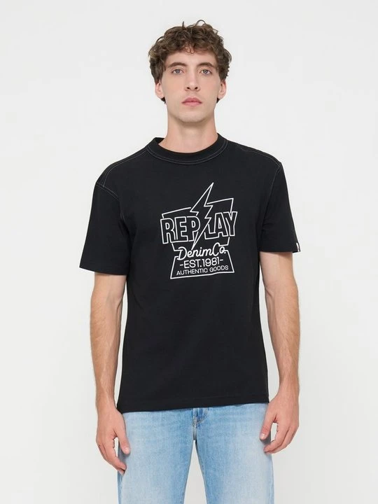 Zdjęcie produktu T-shirt z nadrukiem Replay czarny