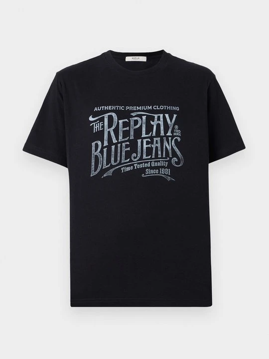 Zdjęcie produktu T-shirt z nadrukiem Replay granatowy
