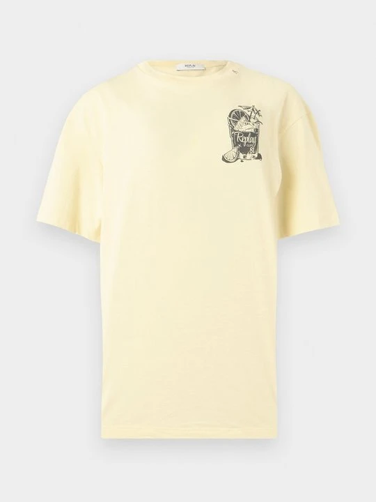 Zdjęcie produktu T-shirt z nadrukiem Replay jasnożółty