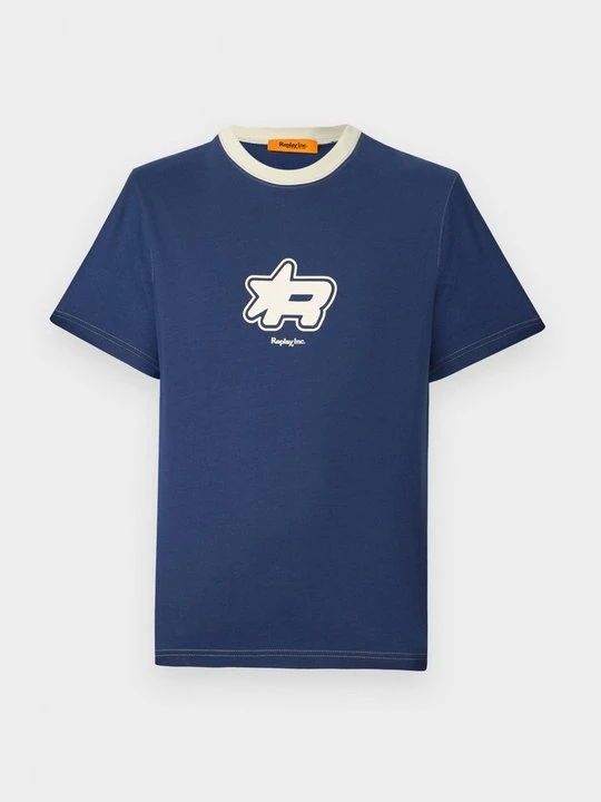 Zdjęcie produktu T-shirt z nadrukiem Replay niebieski