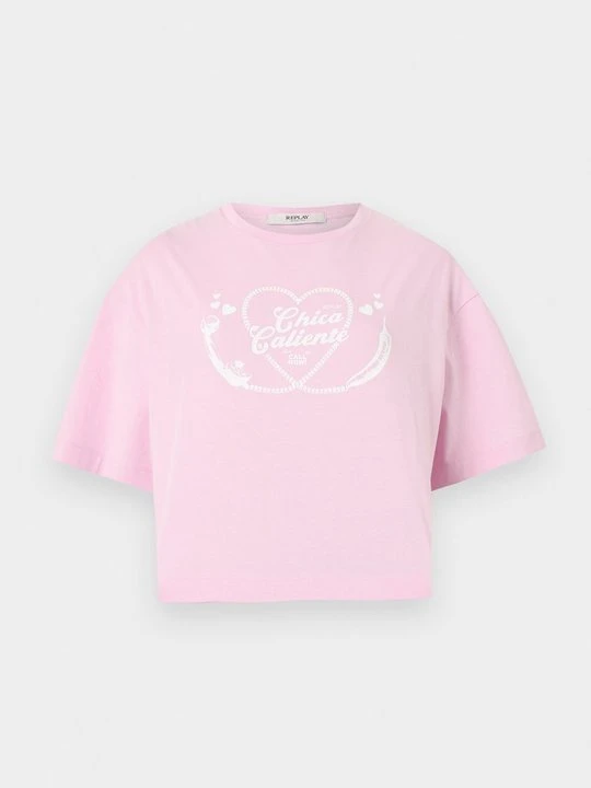Zdjęcie produktu T-shirt z nadrukiem Replay różowy