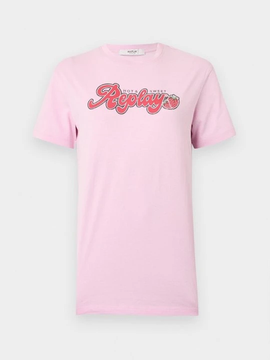Zdjęcie produktu T-shirt z nadrukiem Replay różowy