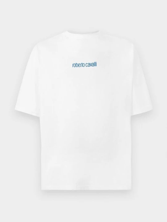 Zdjęcie produktu T-shirt z nadrukiem Roberto Cavalli biały