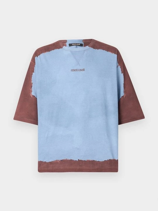 Zdjęcie produktu T-shirt z nadrukiem Roberto Cavalli granatowy