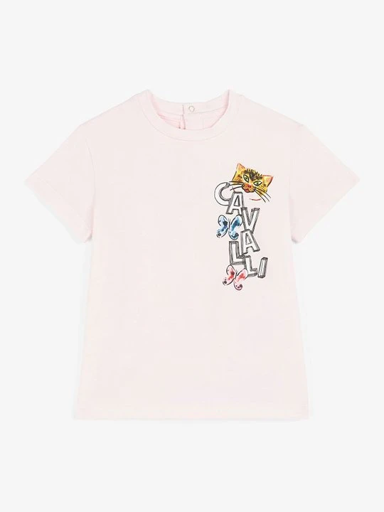 Zdjęcie produktu T-shirt z nadrukiem Roberto Cavalli różowy