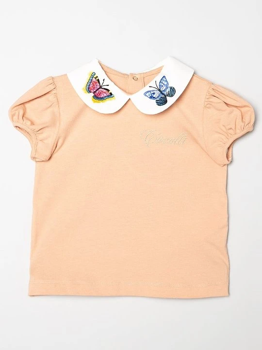 Zdjęcie produktu T-shirt z nadrukiem Roberto Cavalli morelowy