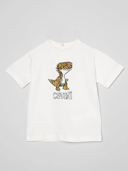 Zdjęcie produktu T-shirt z nadrukiem Roberto Cavalli biały