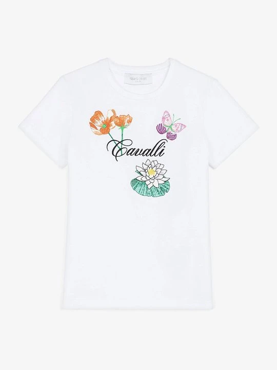 Zdjęcie produktu T-shirt z nadrukiem Roberto Cavalli biały