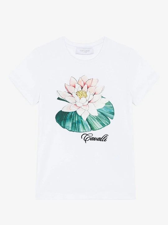 Zdjęcie produktu T-shirt z nadrukiem Roberto Cavalli biały
