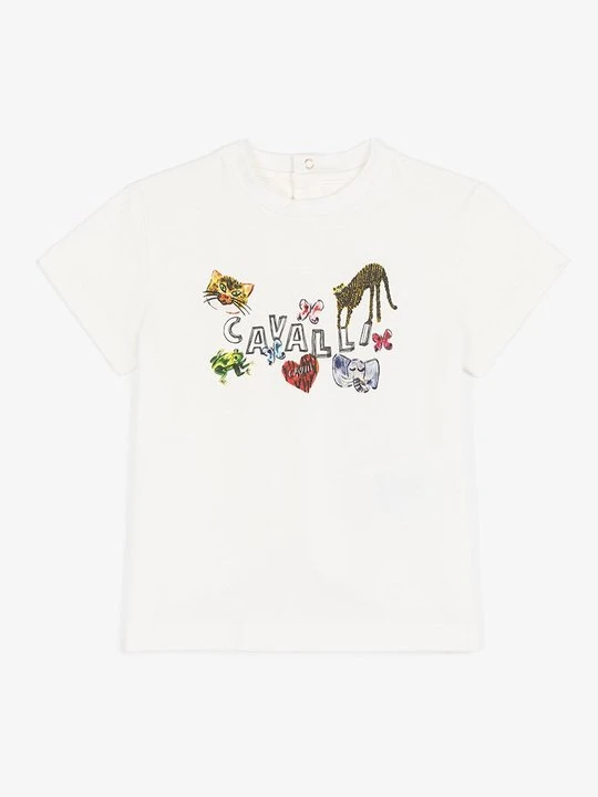 Zdjęcie produktu T-shirt z nadrukiem Roberto Cavalli beżowy