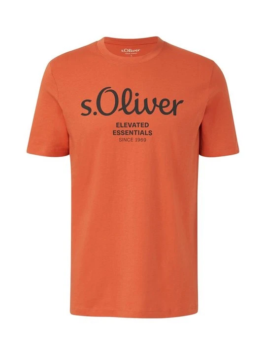 Zdjęcie produktu T-shirt z nadrukiem s.Oliver pomarańczowy