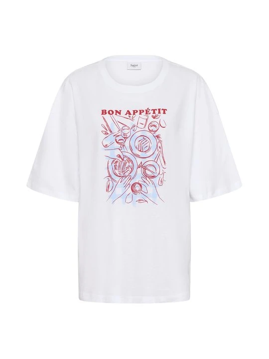 Zdjęcie produktu T-shirt z nadrukiem Saint Tropez mleczny