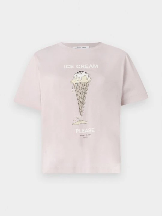 Zdjęcie produktu T-shirt z nadrukiem Samsøe Samsøe jasnoróżowy
