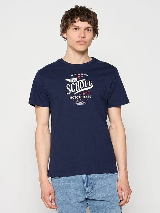 Zdjęcie produktu T-shirt z nadrukiem Schott granatowy
