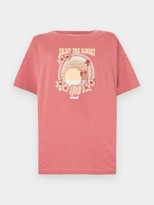 Zdjęcie produktu T-shirt z nadrukiem Schott jasnoróżowy