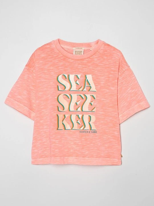 Zdjęcie produktu T-shirt z nadrukiem Scotch & Soda morelowy