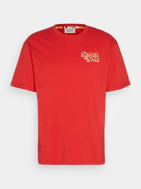 Zdjęcie produktu T-shirt z nadrukiem Scotch & Soda czerwony