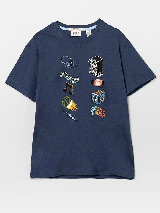 Zdjęcie produktu T-shirt z nadrukiem Scotch & Soda granatowy