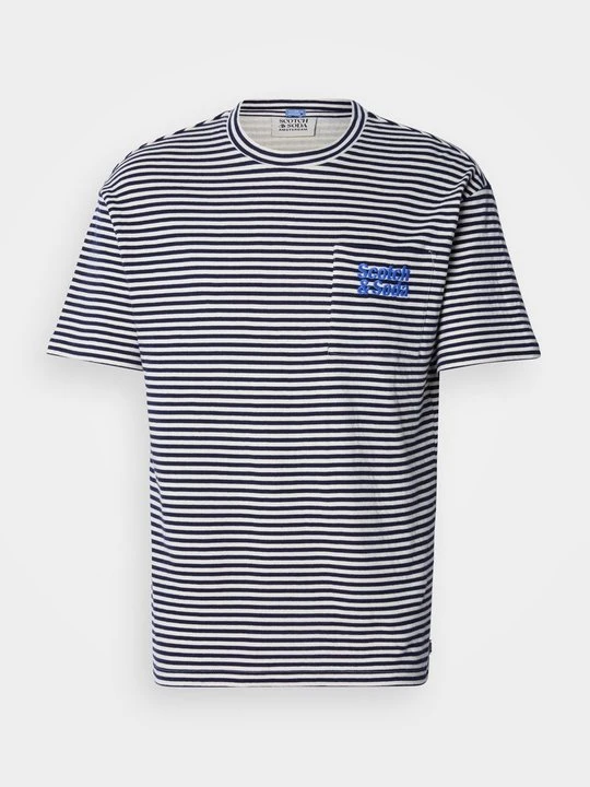 Zdjęcie produktu T-shirt z nadrukiem Scotch & Soda niebieski