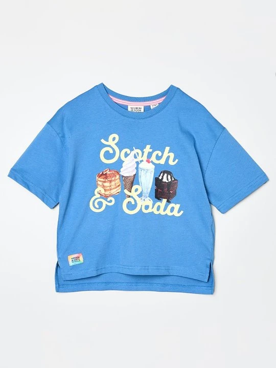 Zdjęcie produktu T-shirt z nadrukiem Scotch & Soda niebieski