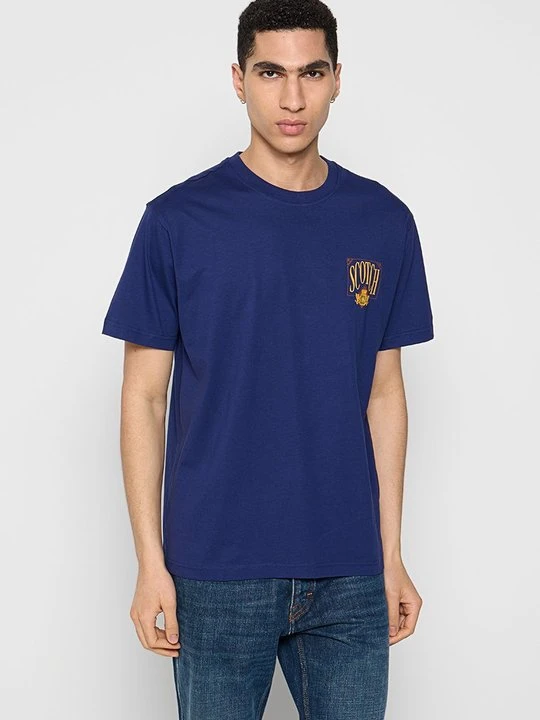 Zdjęcie produktu T-shirt z nadrukiem Scotch & Soda granatowy