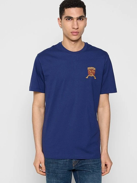 Zdjęcie produktu T-shirt z nadrukiem Scotch & Soda niebieski