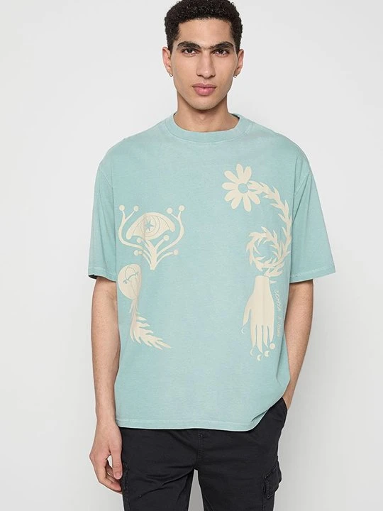 Zdjęcie produktu T-shirt z nadrukiem Scotch & Soda jasnoniebieski