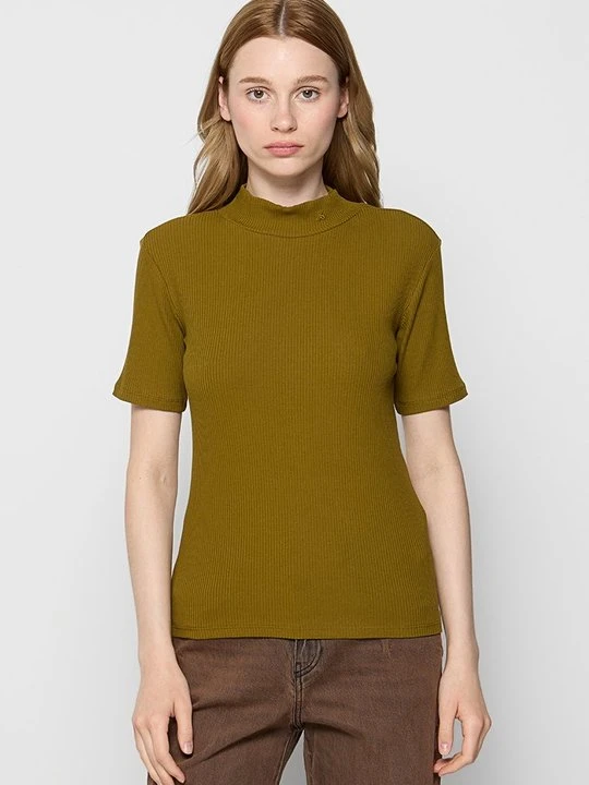 Zdjęcie produktu T-shirt z nadrukiem Scotch & Soda oliwkowy