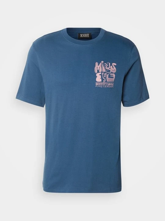 Zdjęcie produktu T-shirt z nadrukiem Scotch & Soda granatowy