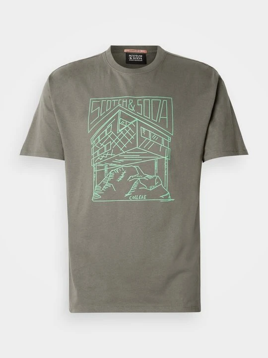 Zdjęcie produktu T-shirt z nadrukiem Scotch & Soda khaki