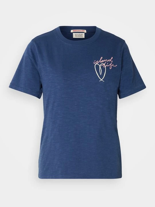 Zdjęcie produktu T-shirt z nadrukiem Scotch & Soda niebieski