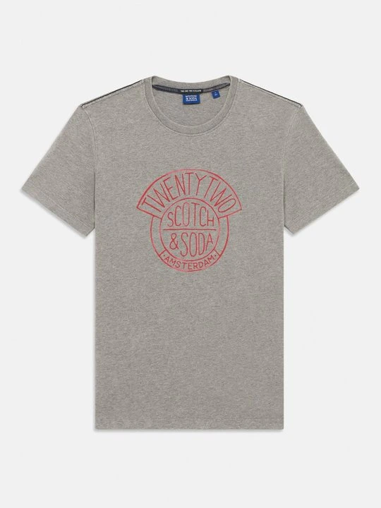 Zdjęcie produktu T-shirt z nadrukiem Scotch & Soda szary melanż