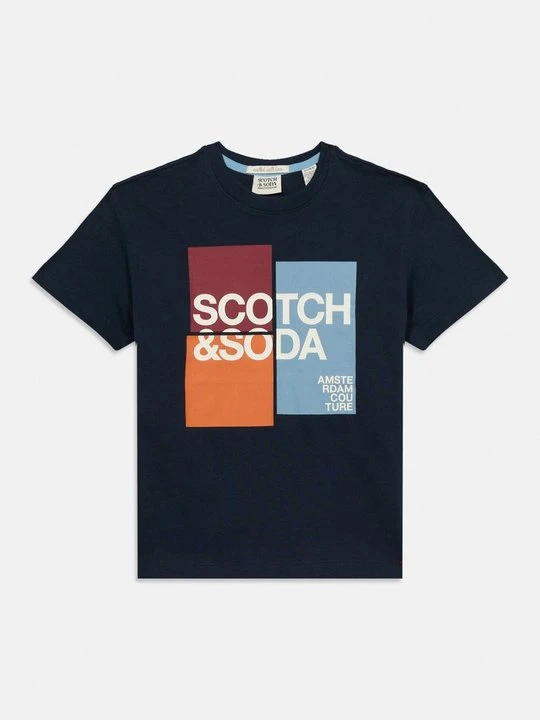 Zdjęcie produktu T-shirt z nadrukiem Scotch & Soda granatowy