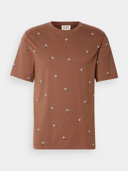 Zdjęcie produktu T-shirt z nadrukiem Scotch & Soda brązowy